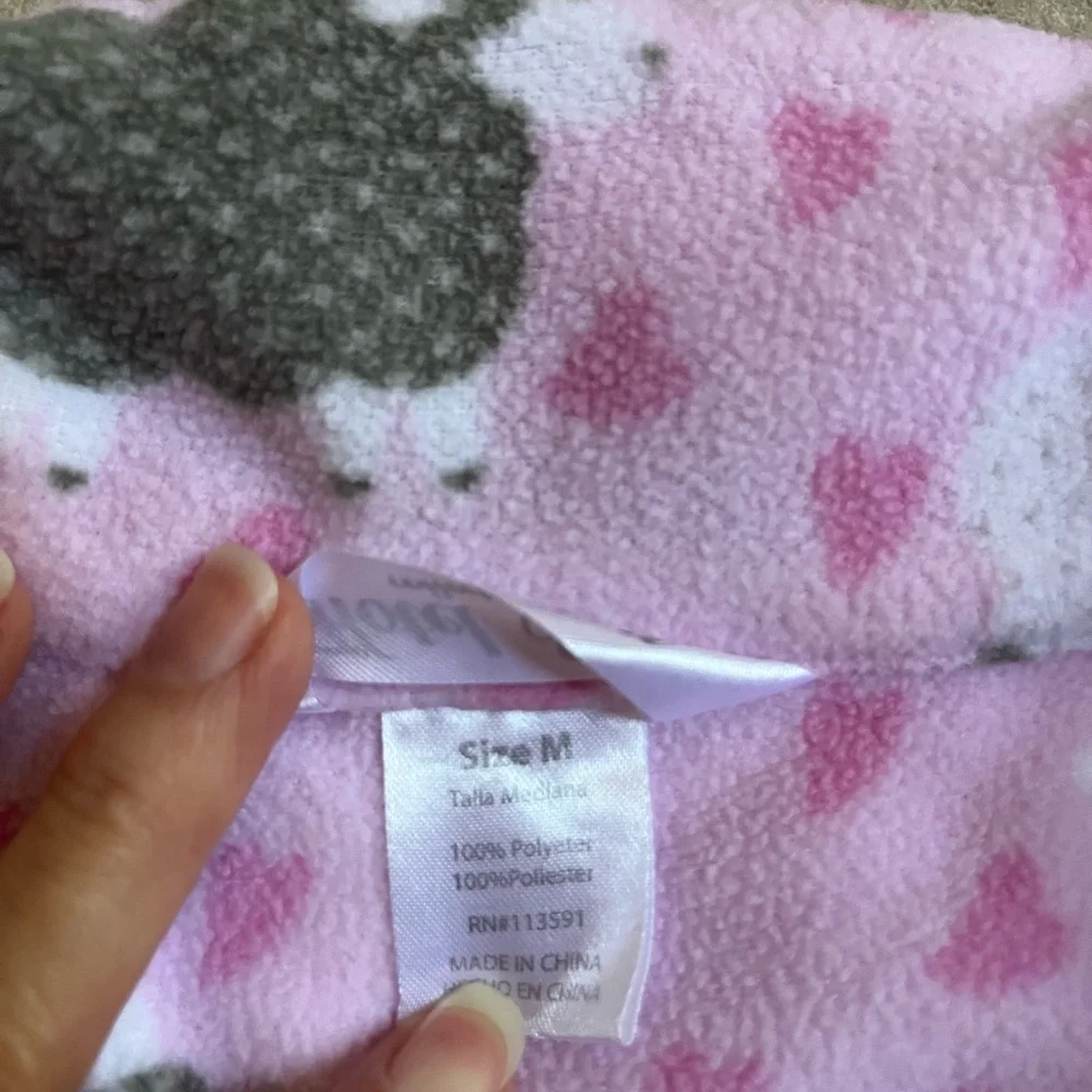 Hotel Spa Collection Size Medium Soft Fleece Pink Pajama Top Black White Sheep